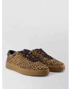 Tory Burch Phoenix Sneakers Leopard Print Leather Pony - Brown