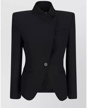 McQueen Wool Regular-Fit Twisted Spliced Blazer - Black