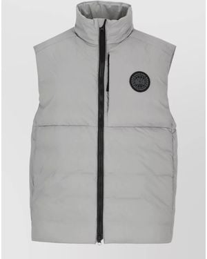 Canada Goose High Neck Padded Sleeveless Zip Pocket Coat - Gray