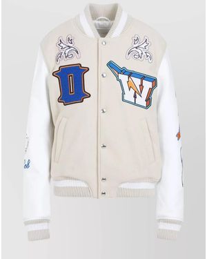 Off-White c/o Virgil Abloh Leather Bomber Jacket - White
