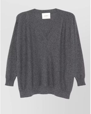 Lisa Yang Cashmere Ribbed V-Neck Sweater - Gray
