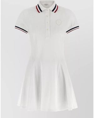 Brunello Cucinelli Logo Embroidery Cotton Mini Dress - White
