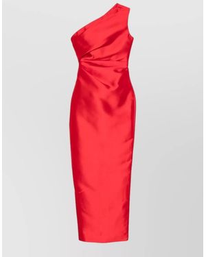 Solace London Kira One Shoulder Satin Maxi Dress - Red