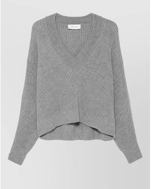 Sportmax Wool Oversized V-Neck Sweater - Gray
