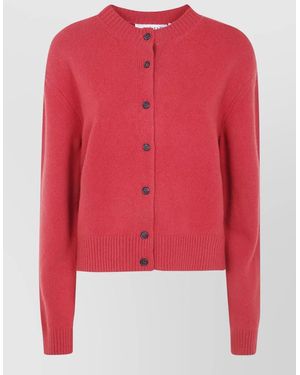 Rohe Crew Neck Cardigan Long Sleeve Design - Red