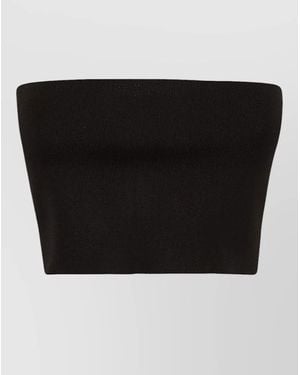 Liviana Conti Viscose Bandeau Top Ribbed Strapless Design - Black