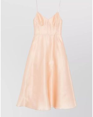 Alberta Ferretti Silk Midi Dress - Pink