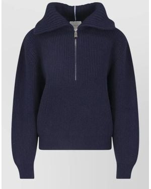 Malo Hooded Crewneck Cropped Ribbed Lounge Top - Blue