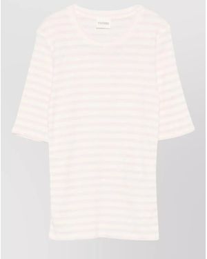 Closed Slim Fit Striped Jersey Crew Neck Top - Natural