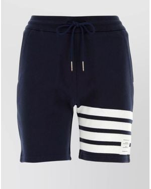 Thom Browne Cotton Mid-Thigh Straight Shorts - Blue