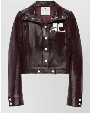 Courreges Vinyl Coat Long Sleeves Pointed Collar - Brown