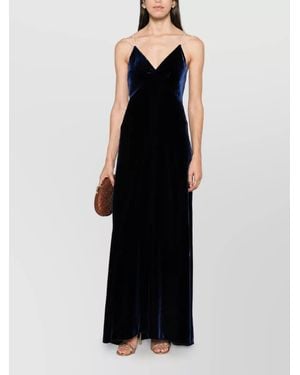 forte_forte Silk-Blend Velvet V-Neck Maxi Dress - Black