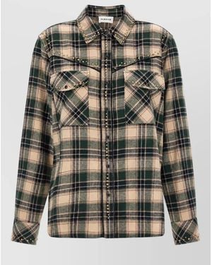 P.A.R.O.S.H. Cotton Checked Western Studded Shirt - Multicolour