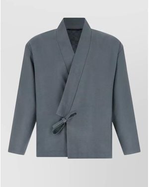 KENZO Belted Blazer Jacket Long Sleeves Wrap - Blue