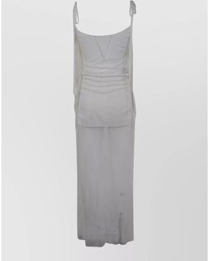 Paloma Wool Zanic Backless Ruched Sheer Maxi Dress - Grey