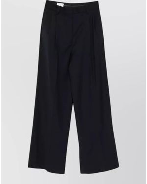 Filippa K Darcey Wool Trousers Wide Leg Pleated - Blue