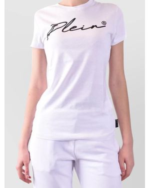 Philipp Plein Crew Neck Lightweight Short Sleeves Soft Texture Stretch Fabric - White