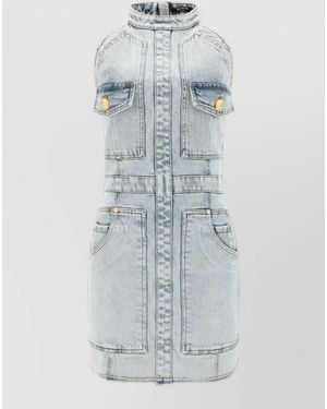 Balmain Cotton Mini Dress - Blue