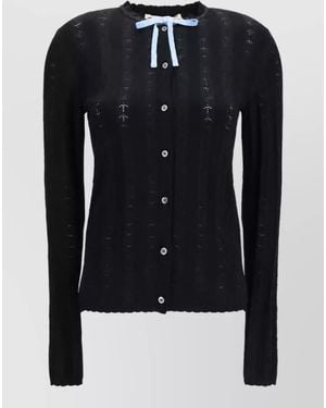 Marni Silk Merino Wool Textured Knit Cardigan - Blue
