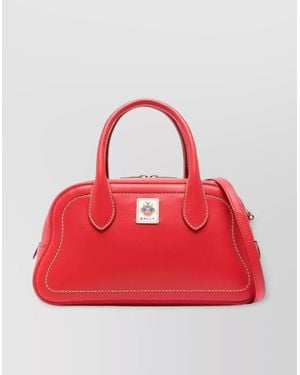 Bally Shoulder Bag Contrast Stitching - Red