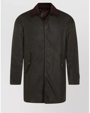 Barbour Stylish Coat With Corduroy Collar And Pockets - Black