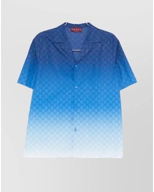 Gucci Casual Gradient Design Shirt With Revere Collar - Blue