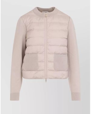 Moncler Quilted Cardigan Featuring Patch Pockets - Pink