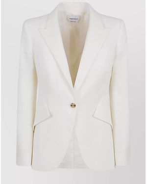 McQueen Belted Wool Gabardine Jacket - White