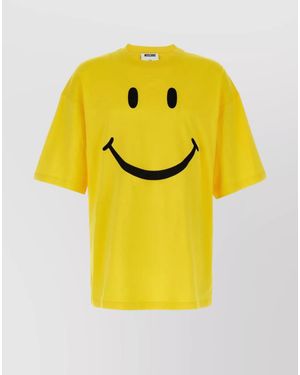 Moschino Smiley Print Cotton Short-Sleeve T-Shirt - Yellow