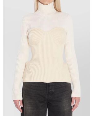 Jean Paul Gaultier Ribbed Virgin Wool Turtleneck Jumper - White
