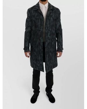 Dolce & Gabbana Silk Camouflage Single-Breasted Trench Coat - Black