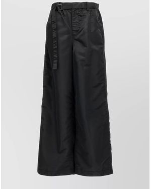 Sacai Wide Leg Twill Nylon Trousers - Black
