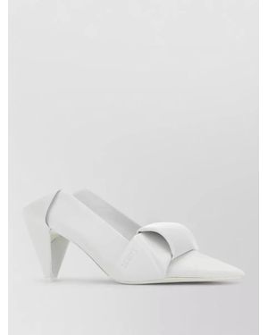 Loewe Leather Origami Mules Pointed Toe Sculptural Heel - White