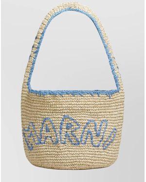 Marni Medium Woven Shoulder Bag Trim - Blue