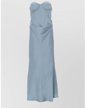 ROTATE BIRGER CHRISTENSEN Satin Corset Bodice Strapless Long Dress - Blue