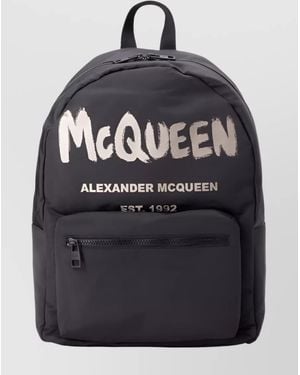 McQueen Graffiti Print Backpack - Blue