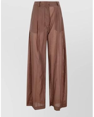 Thelatest Billie High Waist Wide Leg Trousers - Brown