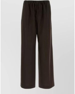 BOSS Wide Leg Cotton Trousers Single Back Pocket - Black