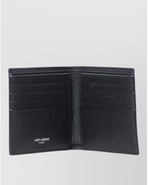 Saint Laurent Cassandre East West Compact Bifold Wallet - Black