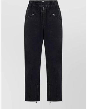 Isabel Marant Cotton Regular-Fit Straight-Leg Trousers - Blue