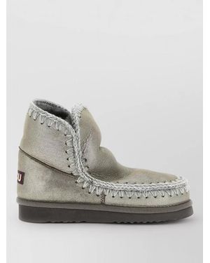 Mou Sheepskin Leather Ankle Boots - Gray