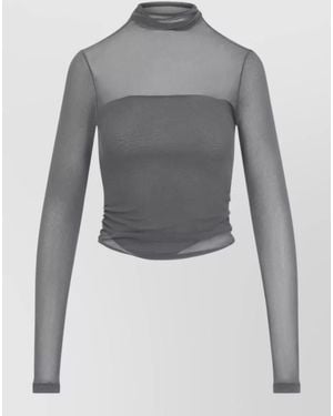 Lemaire Sheer Draped Open-Back Sleeveless Top - Gray