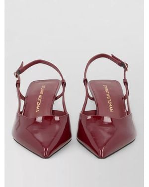 Stuart Weitzman Pointed Toe Slingback Kitten Heel Court Shoes - Red