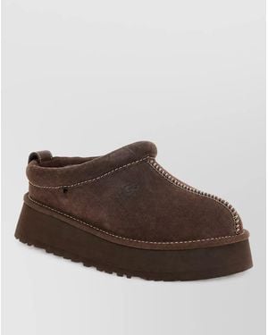 UGG Leather Animal-Print Platform Slippers - Brown