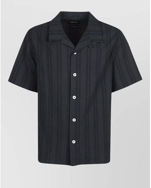 Howlin' Cotton Shirt Short Sleeves Striped Design - Black
