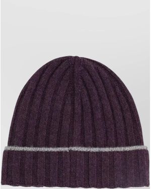Brunello Cucinelli Ribbed Cashmere Beanie - Purple
