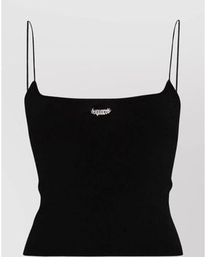 DSquared² Fine-Knit Cropped Tank Top - Black