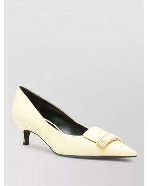 Sergio Rossi Leather Court Shoes Buckle Detail Pointed Toe - Natural