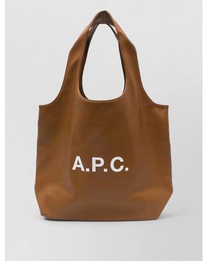 A.P.C. Ninon Large Shoulder Shopping Bag - Brown