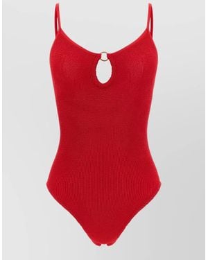 Hunza G Crinkled Cutout One Piece Swimsuit - Red